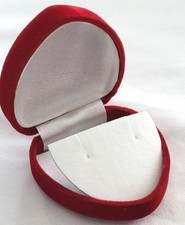 Red Velour Hinged Heart Gift Box for Earrings, Pendant, etc 6 Boxes