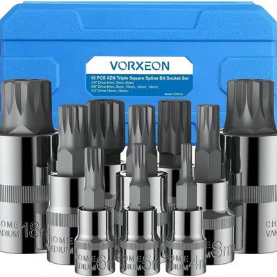 10 Stück 3 Größen xzn Triple Square Spline Bit Sockel Set 4mm-18mm s2 Bit