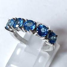 925 Sterling Silver Blue Topaz Eternity Band Ring Size J 1/2
