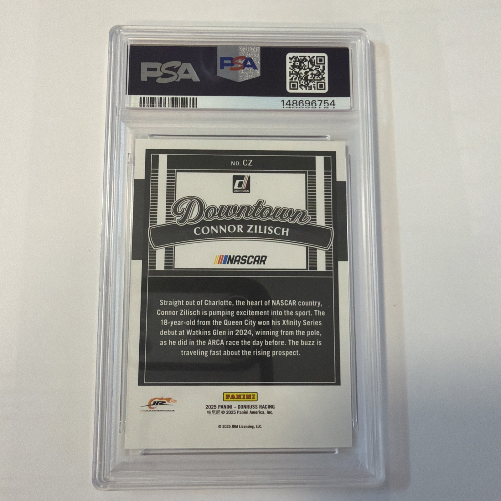 2025 Donruss Connor Zilisch Downtown SSP Rookie RC Mint NASCAR RC Card PSA 9 view 2