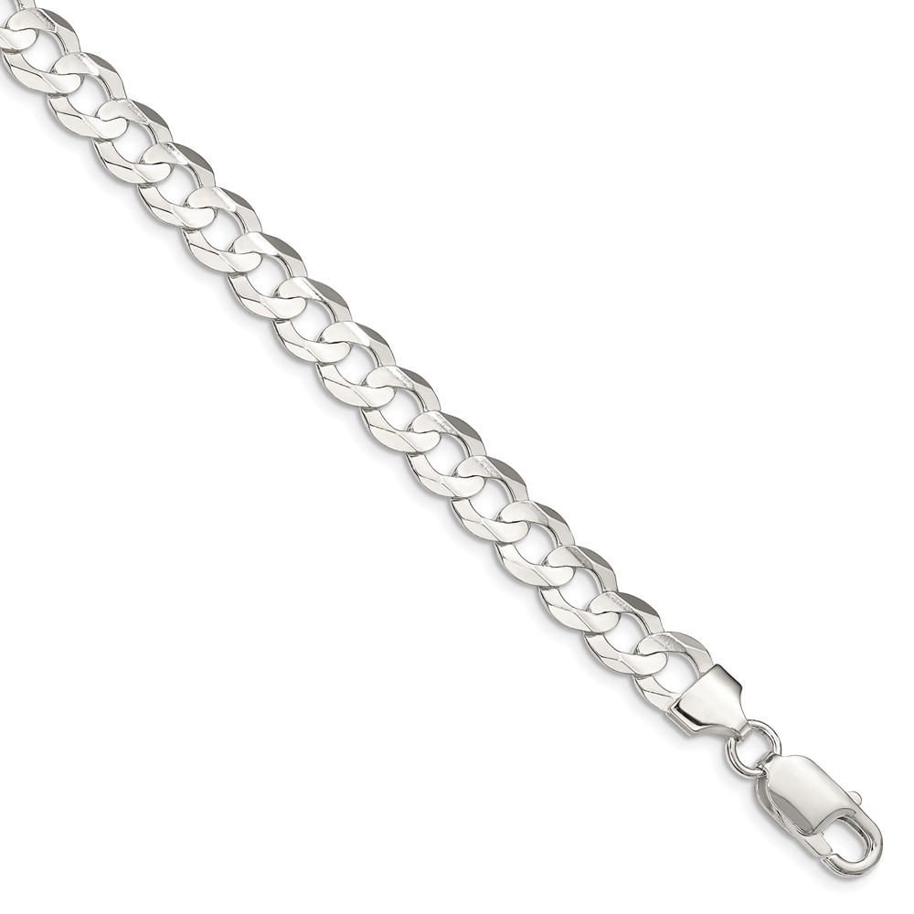 Sterling Silver Solid 8mm Concave Beveled Curb Chain w/ Lobster Clasp 16" - 24"