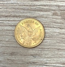 Gold quarter eagle coin 1902 $2.50 coin