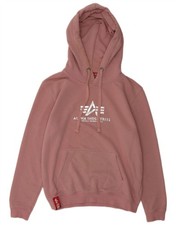 Alpha Industries Damen Grafik Hoodie Pullover UK 14 Medium rosa Baumwolle C014