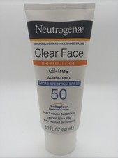 Neutrogena Clear Face Sunscreen Lotion for Acne-Prone Skin, SPF 50 Oil Free. T14