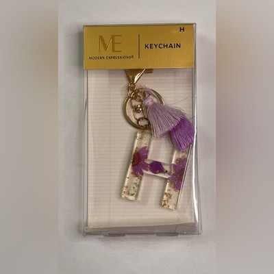 Modern Expressions Purple Floral  H  Key chain