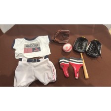 Vintage Build A Bear Baseball Outfit with Ball Shoes and Bat NLCS 2011