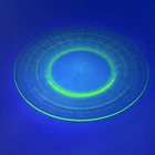 VTG Green Uranium Depression Glass Anchor Hocking Block Optic 8.25” Plate Glows