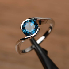 London blue topaz ring, 925 Sterling silver ring Promise gift ring for her