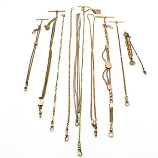 Vintage Gold Filled Locket T Bar Chain Pocket Watch Fob Charm Lot of 10 #M1497 5