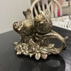 VTG Silver Plated Salt & Pepper Shakers Love Birds on Floral Branch — photo 1