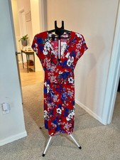 MNG by Mango Red & Blue Floral Maxi Dress with Pockets Size Medium