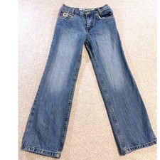 Cinch Jeans Girls Size 12R Medium Wash Blue Straight Leg Cowboy Adjustable Waist
