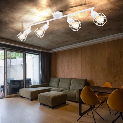 Retro LED Decken Strahler weiß Wohn Zimmer Leuchte Käfig Spot Lampe verstellbar