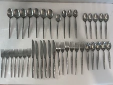 Vtg 40 Pcs. Fleur N S Co Stainless Steel Flatware Japan 6 Place Settings + Extra