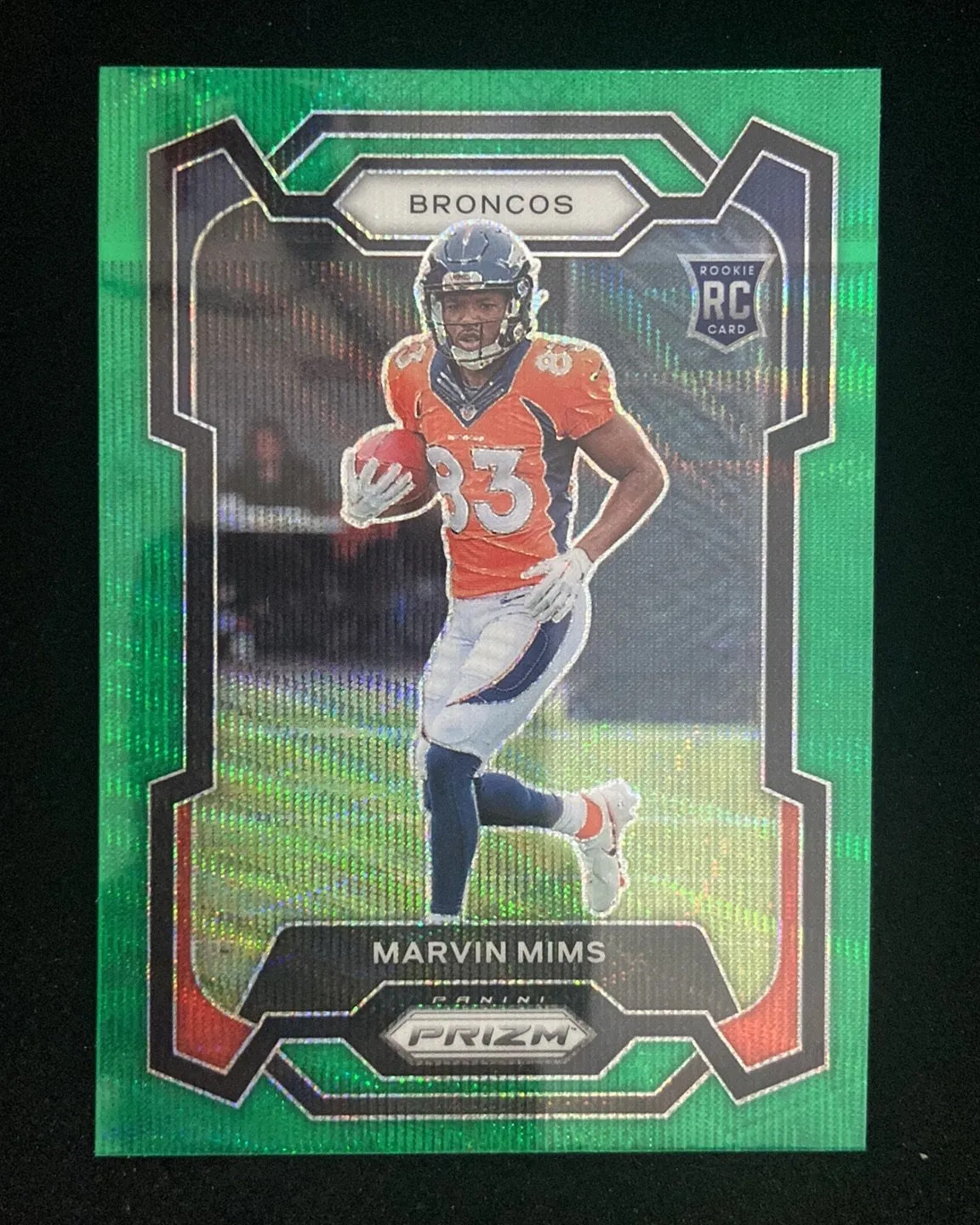 2023 Panini Prizm Green Wave #327 Marvin Mims RC Rookie Broncos GL12