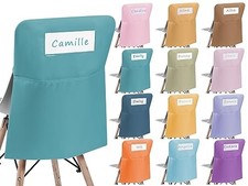 12 Pcs 17.3 x 20" Chair Pockets with Name Tag Slot Chair Storage Pocket Seat