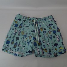 Tommy Bahama Shorts Men's XL Blue Swim Trunks Cargo Board Beach Cocktails Print