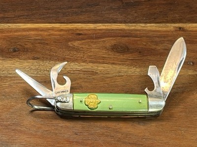 Vintage Green Kutmaster Girl Scout 4 Blade Pocket Knife w Bale Circa 1962