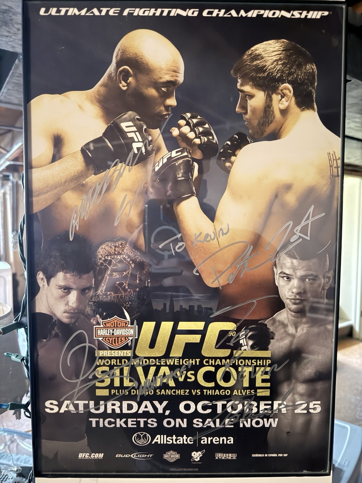 UFC 90 Signed Original Poster Anderson Silva vs Patrick Cote Diego Sanchez