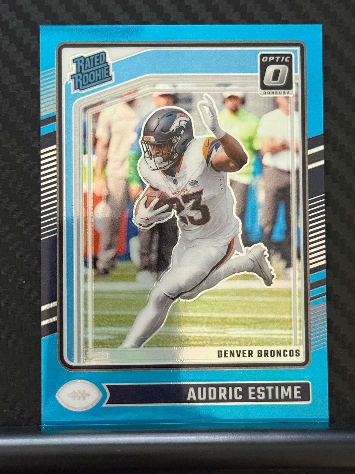 2024 Panini Donruss Optic - Rated Rookie Audric Estime #206 Aqua Prizm /299 (RC)