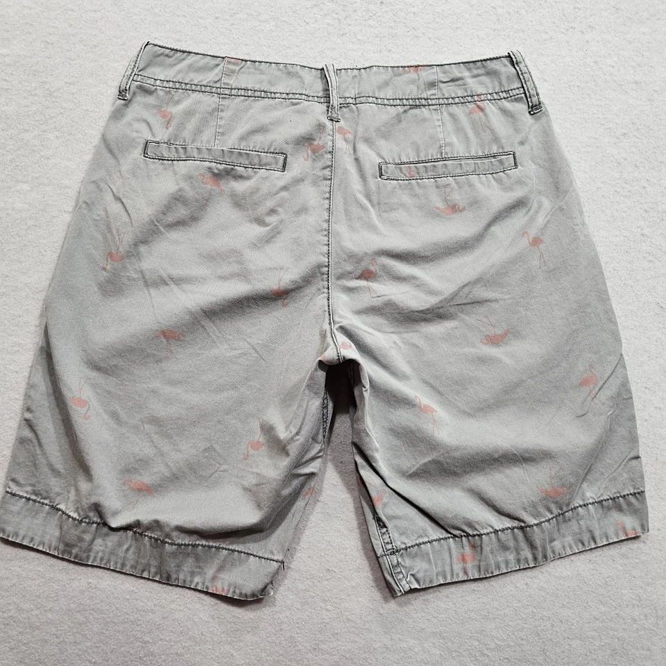 Aeropostale Flamingo Print Bermuda Shorts Womens 28 Gray Mid Rise Stretch Modest — 第 3/4 张图片
