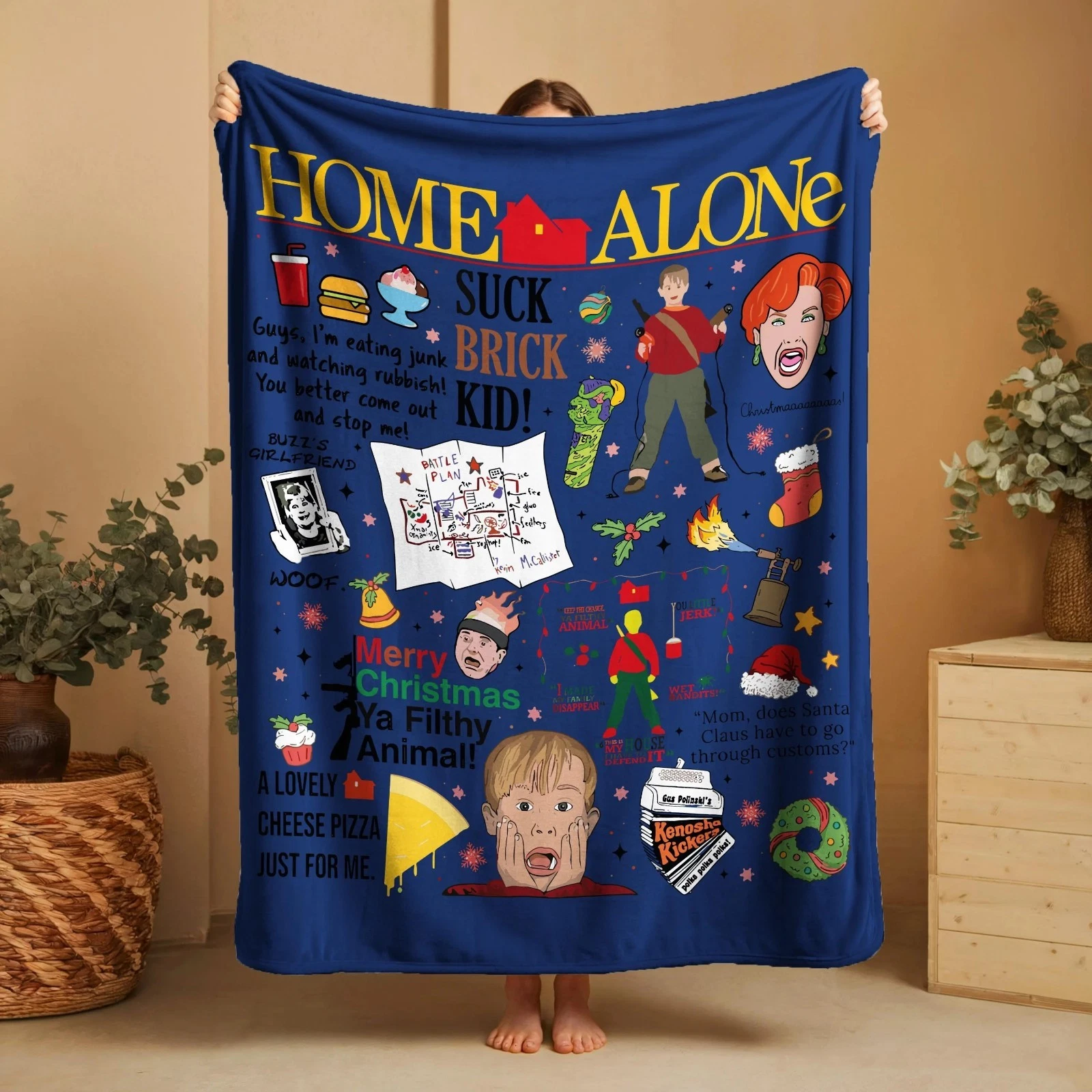 Home Alone Custom Blanket for Christmas _ Funny Holiday Blanket