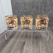 Vintage Libbey Bicentennial Rock Glasses Set of 3 Liberty Bell Whiskey