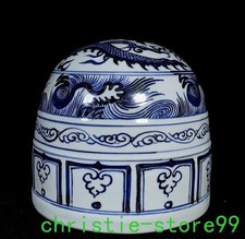 Statua yurta mongola porcellana blu e bianca dinastia yuan cinese 6" motivo drago