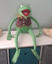 Vintage Jim Henson Muppets Kermit The Frog With Plaid Vest Bowtie 80 s 24"