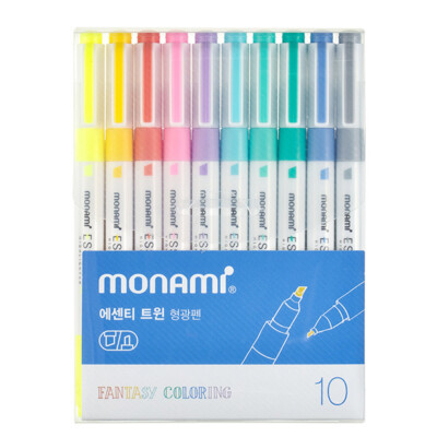 Monami Essenti Twin Highlighter Pastel Color Fantasy Coloring 10 Set