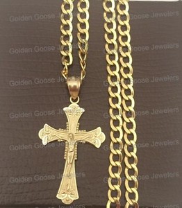 10k Yellow Gold Crucifix Polished & Textured Pendant 25mmx13mm 10k Yellow Gold Crucifix Polished & Textured Pendant 25mmx13mm