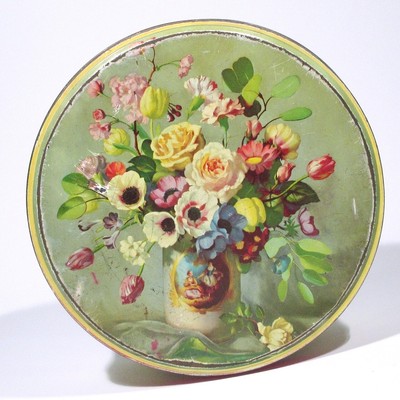 Vintage French Candy Tin box, Bouquet of Flowers