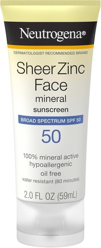Neutrogena Zinco Trasparente VISO SPF 50 Minerale Protezione Solare 59 ml, VENDITORE UK - Foto 2 di 9