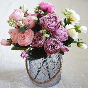1x Fiori Artificiali Di Seta Peony Bouquet Finta Foglia Decorazione Casa Festa Matrimonio Ebay