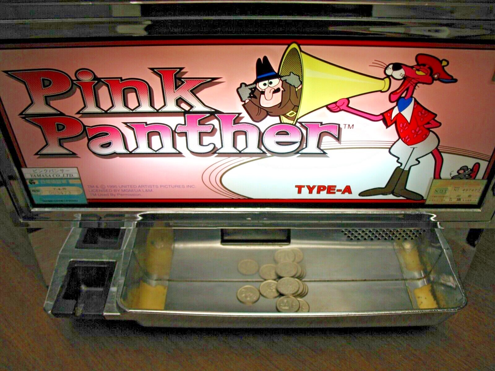 Vintage Yamasa Pink Panther Y410 Table Top Slot Machine Works READ