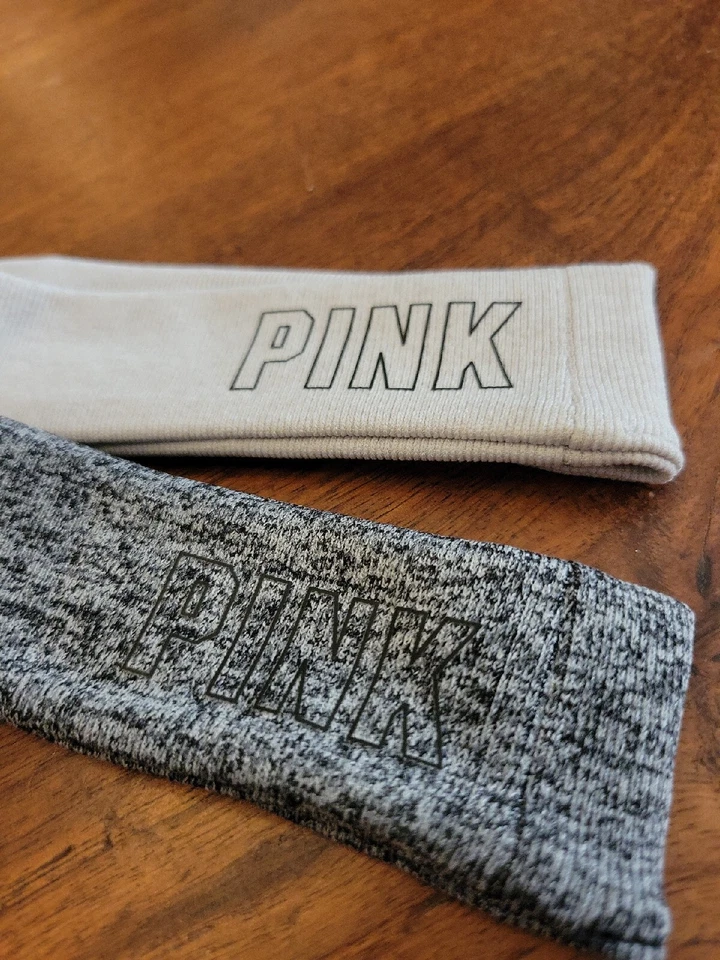 全新 VICTORIA'S SECRET 粉色标志 MARLED MARL 灰色头带 发型 均码 运动 — 第 3/3 张图片