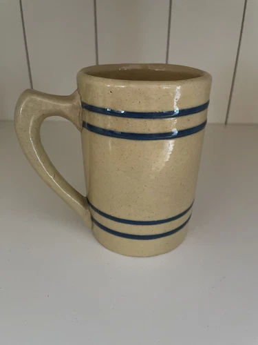 12 oz Mug Morton Pottery Americana Blue  Band  Yellow Ware HTF *SEE ALL