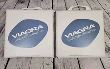(2) Vintage Seat Cushion Pfizer Viagra 13” X 13” Vinyl Advertising