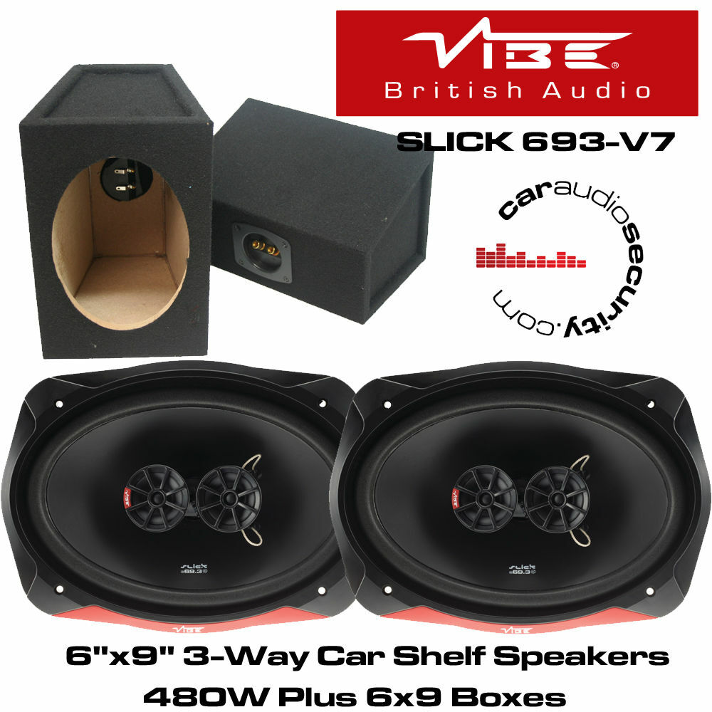 VIBE SLICK 693-V7 6x9 480w 3-Way Car Shelf Speakers with x Box  Enclosures