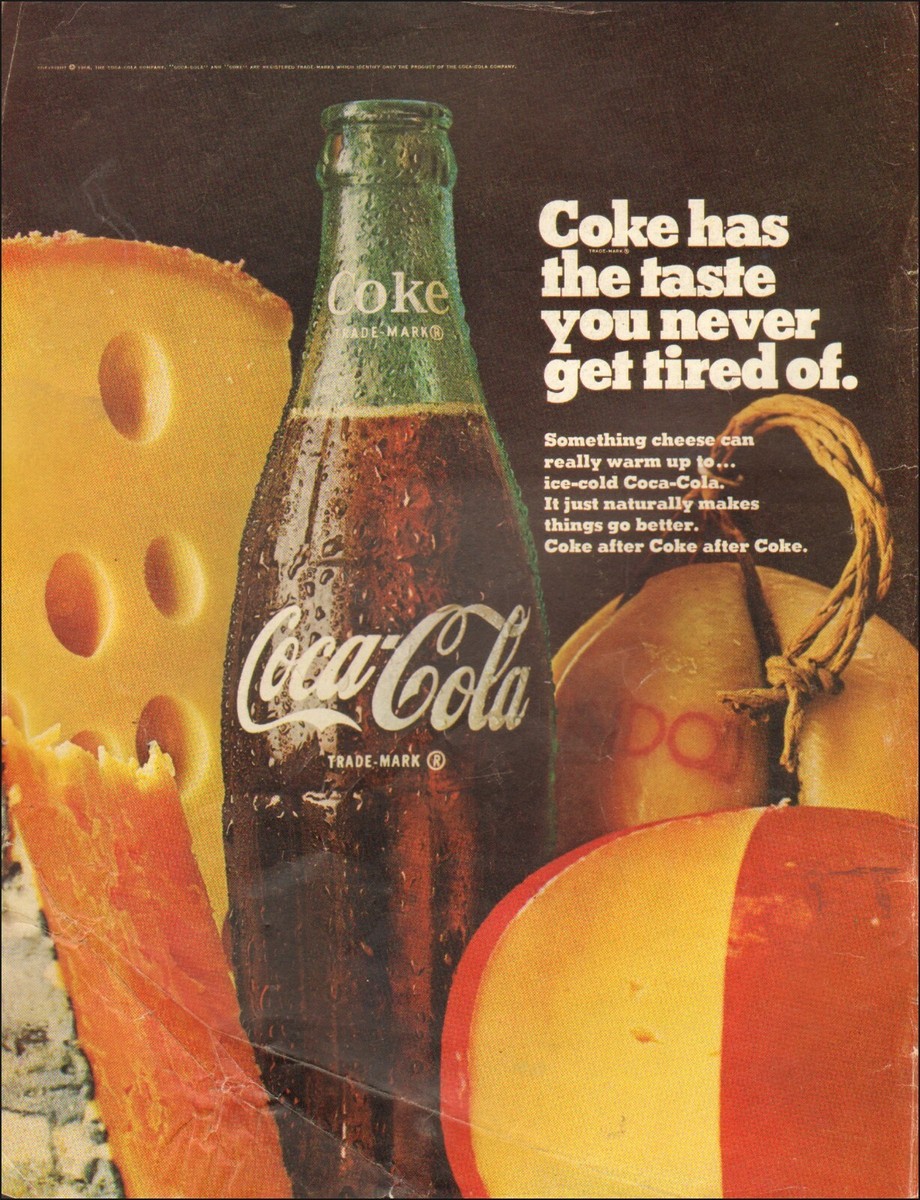 1968 Vintage ad for Coca-Cola retro bottle Cheese soda 110320 | eBay