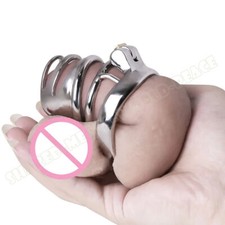 Male Curved Snap Ring Chastity Cage Stainless Steel Chastity Device Hand Men