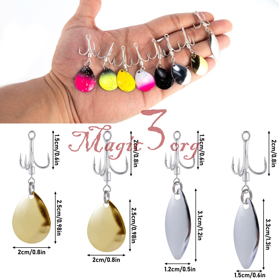 10pcs Fishing Treble Hooks with Spinner Willow Colorado Bladed Hook