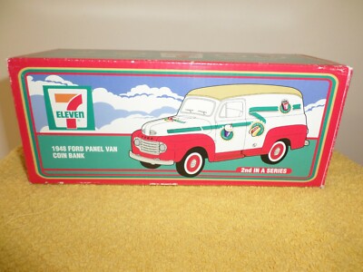 Limited Edition 7 Eleven 1948 Ford Panel Van Coin Bank, Spelling Error on Box