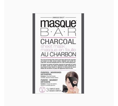 Masque Bar Peel Off Charcoal Face Mask Luminating Single Use 3 Pack Hydrate