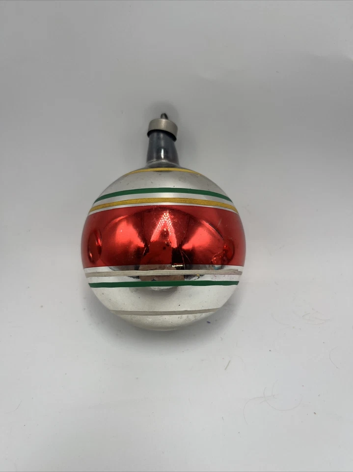 Vtg Lot 7 Shiny Brite Mercury Glass Striped Ball Christmas Ornaments Mica - Image 4 of 4