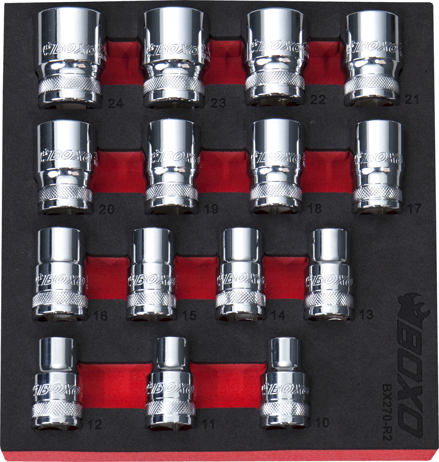 1/2"" Drive Shallow Socket Set 15 Pce 12 Point BOXO BX270-R2