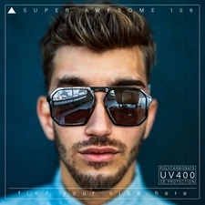 Mens Octagon Geometric Plastic Racer Mob Pilots Sunglasses