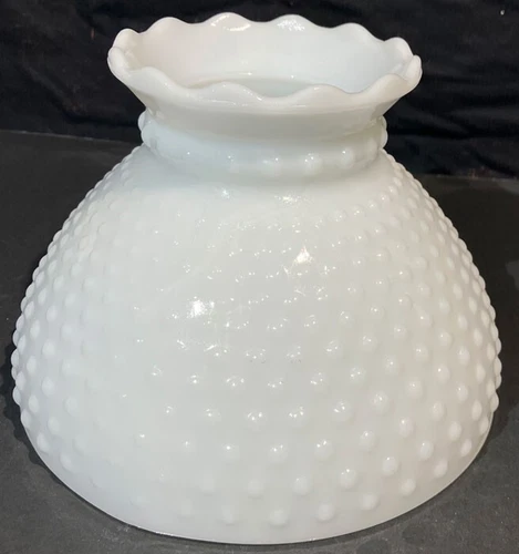 VINTAGE HOBNAIL LAMP SHADE WHITE MILK GLASS 6" TORCHIERE UP LIGHT