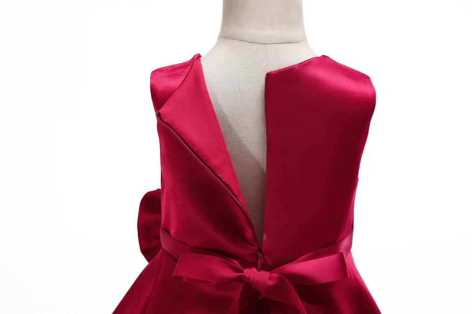 Flower Girls Satin Dress Kids Birthday Party Pageant Princess Prom Formal Gown - Image 4 of 4