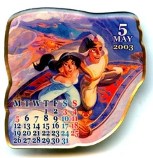 Japan Mickey & Pals Shops - 2003 Calendar Series - Jasmine & Aladdin Pin (May)